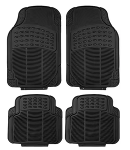 lot 227 image: Black 4 Piece Heavy-duty Rubber Car Floor Mats - Front 26 x 18, Rear 13 x 15.5 inches Full Set
