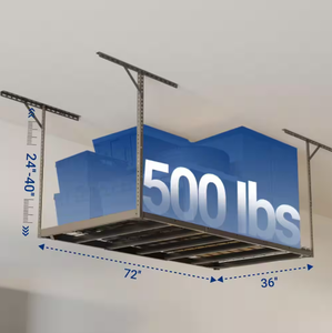 lot 241 image: FLEXIMOUNTS Max Series 36 in. W x 72 in. D Heavy Duty Ceiling Mounted Garage Rack