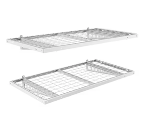 lot 239 image: FLEXIMOUNTS 24 in. x 48 in. Heavy Duty Wall Shelves (2) with Brackets in White