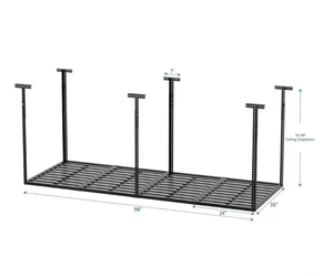 lot 245 image: 36 in. D x 96 in. W Black in Adjustable Height Overhead Ceiling Mount Garage Storage Rack
