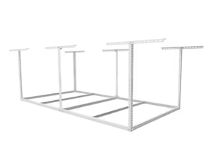 lot 259 image: FLEXIMOUNTS White Adjustable Height Overhead Garage Storage Rack (96 in W x 48 in D) No Decking