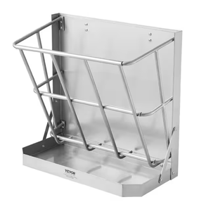 lot 266 image: Wall Mounted Livestock Feeder Goat Hay Feeder, 39.5 Gal. Large Capacity 2 in 1 Hay and Grain Feeder with Feed Tray
