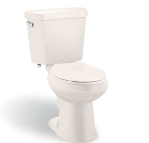 lot 313 image: Glacier Bay Single Flush Elongated Toilet in Biscuit Seat Included Two-Piece 1.28 GPF