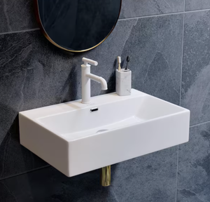 lot 316 image: Swiss Madison Claire Rectangle Wall Mount Bathroom Sink Glossy White