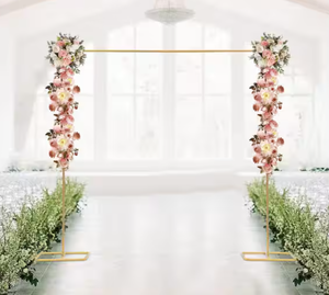 lot 334 image: Gold Wrought Iron Backdrop Flower Stand Arbor 82 Tall x 78 Width