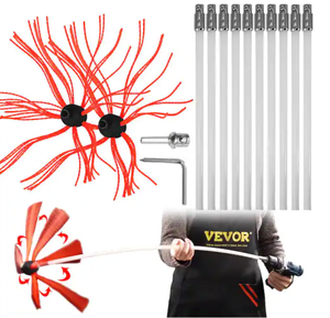 lot 337 image: Chimney Sweep Kit 33 ft. Chimney Brush Kit with 10 Nylon Rods & 2 Brush Head Rotary Chimney Cleaning Kit