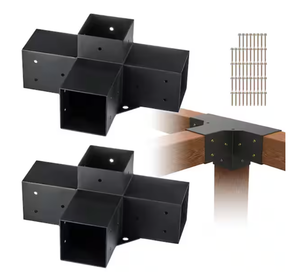 lot 344 image: Pergola Bracket Kit 4 in. x 4 in. 4-Way Heavy-Duty Corner Brackets (2 Pieces)