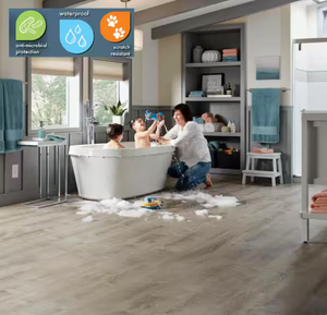 lot 362 image: 8 Boxes Lifeproof Sterling Oak Long Plank Flooring 22 MIL x 8.7 in. W x 72 in. L Waterproof Click Lock Luxury Vinyl  (26 sf box 208 sftotal))