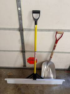 lot 15 image: Snow Removal Tools The Snow Plow Pusher and ACE Metal Shovel