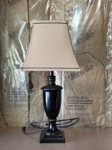 lot 19 image: Black Table Lamp with Beige Shade