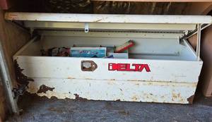 lot 26A image: Delta White Metal Storage Trunk with Assorted Tools
