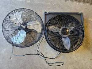 lot 30 image: Set of 2 Box Fans by Commercial Electric and Lasko