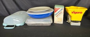 lot 47 image: Collection of Kitchen Storage and Vigoro Spreader
