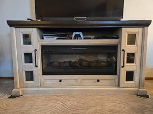 lot 58 image: Media Console with Infrared Electric Fireplace