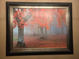 lot 59 image: Large Framed Landscape Artwork Depicting Autumn Scene