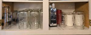 lot 66 image: Collection of Empty Glass Jars and Assorted Drinkware