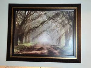 lot 80 image: Large Framed Artwork of Tree-Lined Pathway
