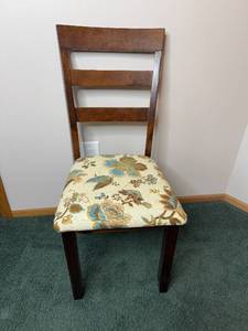 lot 91 image: Wooden Dining Chair with Floral Upholstery