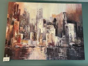 lot 99 image: Cityscape Oil Painting on Canvas - 30 x 40