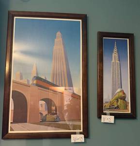 lot 103 image: Pair of Framed Modernist Cityscape Art Prints