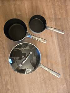 lot 109 image: Set of Nonstick Stainless Steel Saucepans with Lid