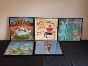 lot 134 image: Collection of 7 Framed Vintage Vinyl Record Covers
