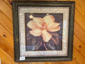lot 143 image: Framed Wall Art with Floral Design, 32 x 33