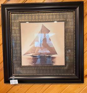 lot 154 image: Framed Nautical Sepia Print of a Sailboat