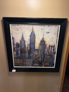 lot 160 image: Large Framed Urban Cityscape Artwork