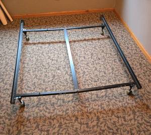 lot 167 image: Adjustable Metal Bed Frame with Wheels