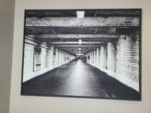 lot 169 image: Large Black and White Wall Art of Subway Tunnel
