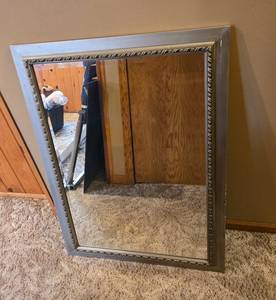lot 177 image: Large Rectangular Wall Mirror with Ornate Silver Frame