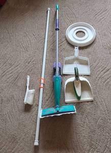 lot 191 image: Household Cleaning Set with Mop, Brooms, and Dustpans