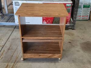 lot 208 image: Wooden Utility Cart with Shelves on Wheels