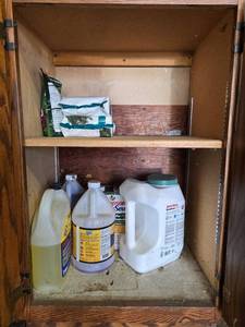 lot 230 image: Collection of Household Cleaning Supplies (quantities unverified) and Garden Fertilizer