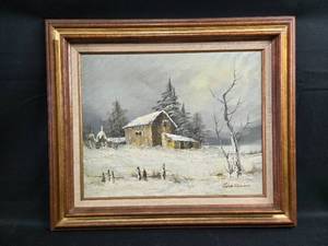 Lisa Brown Signed "Farm House in Winter" Landscape Oil Painting on Canvas