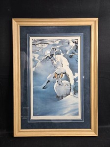 lot 6 image: Framed Signed & Numbered Print Snowshoe Rabbit by Ron Van Gilder - Limited Edition 3375