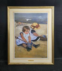 lot 8 image: Framed Print of Children Playing on the Beach by Mary Cassatt