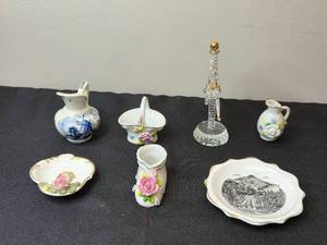 lot 28 image: Collection of 7 Vintage Porcelain Pieces Including Delft Jug and Royal Albert Plate