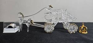 lot 56 image: Crystal Horse-Drawn Carriage and Royal Thimble Collection