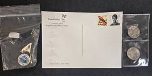 lot 71 image: State Quarter Collection with Hotel Postcard and Stamps
