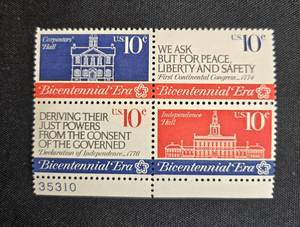 lot 72 image: Collection of Vintage Mint Bicentennial and Emily Dickinson U.S. Stamps
