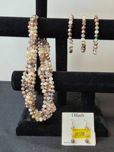 lot 94 image: Five Strand Multi Gemstone Necklace with 3 Matching Bracelets & Earrings