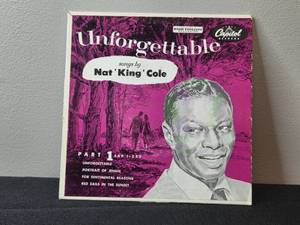 lot 105 image: Nat King Cole - Unforgettable 45 RPM Record with Original Sleeve