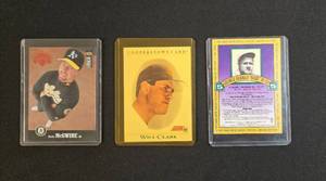lot 113 image: Set of 3 Baseball Cards George Herman Babe Ruth, Will Clark, Mark McGwire