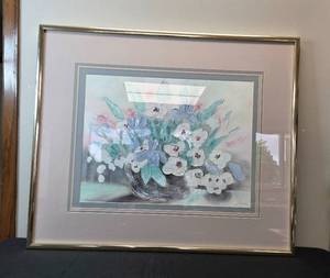 lot 128 image: Framed Floral Artwork by Andres - Maries Bouquet Signed and Numbered