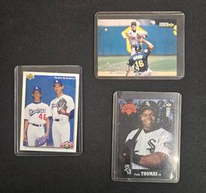 lot 131 image: Set of 3 Baseball Trading Cards Pedro & Ramon Martinez, Frank Thomas, Nomar Garciaparra