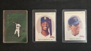 lot 132 image: Set of 3 Baseball Cards Ken Griffey Jr., Nolan Ryan, Sammy Sosa