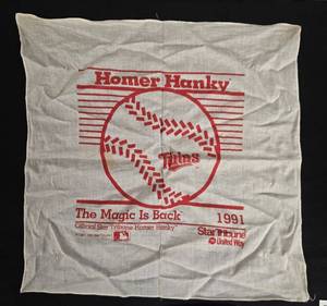 lot 139 image: Minnesota Twins Homer Hankies and Vintage Newspapers Collection