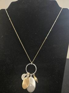 lot 144 image: Necklace and Bracelet Set with Multi-Charm Pendant and Engraved Bracelet